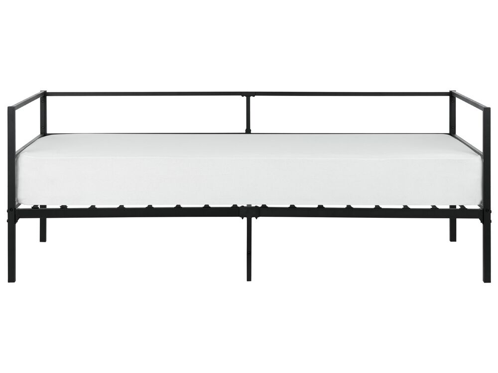 Letto Singolo In Metallo VERFARM - 90x200cm Con Rete A Doghe E Testiera - Nero - Portata 500kg - Foto 3