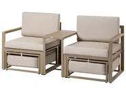 Set salotto da giardino con tavolo e pouf 2 posti NOCI Modulare Metallo Beige_1026721