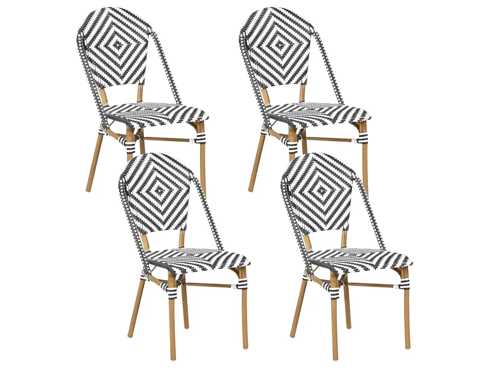 Set da pranzo da giardino 4 posti RIFREDDO Rattan sintetico (PE) Nero/Bianco_990497