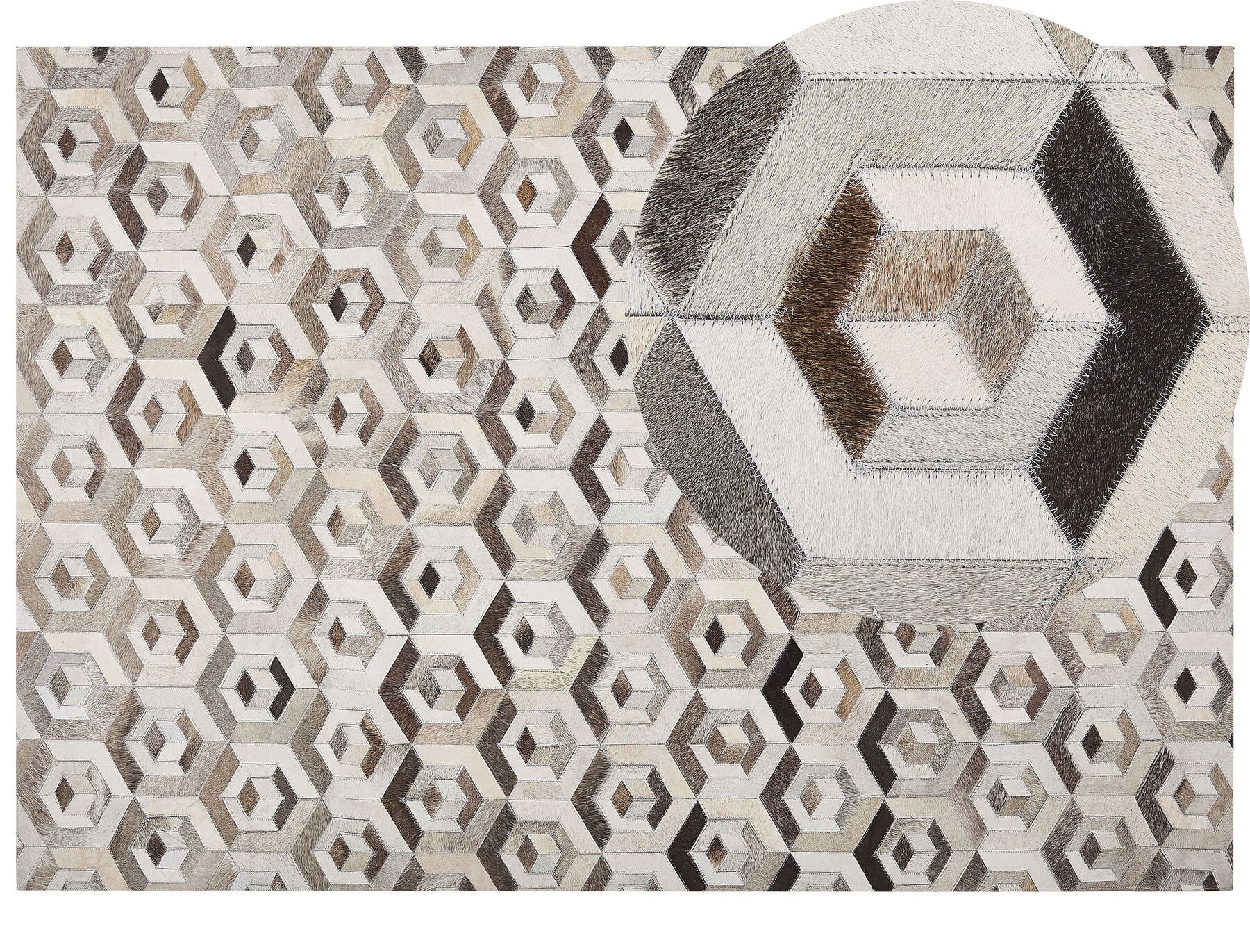 Kožený koberec 160 x 230 cm hnedá/béžová TAVAK_787192