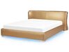 Kožená posteľ s LED osvetlením 180 x 200 cm zlatá PARIS_796172