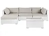 Garden Corner Sofa with Table 4 Seater SANO Modular PE Rattan White Right Hand