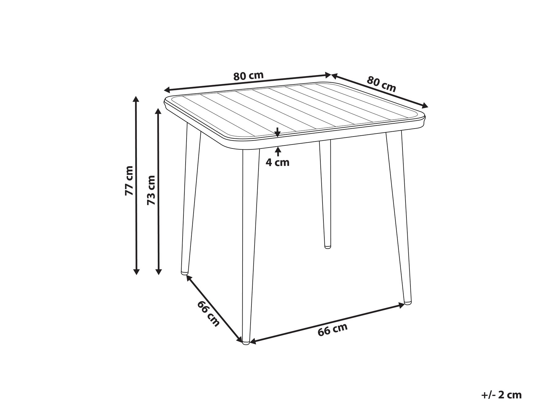 Garden Dining Table NATURNO 80 cm 80 cm Metal Light Beige_1000655