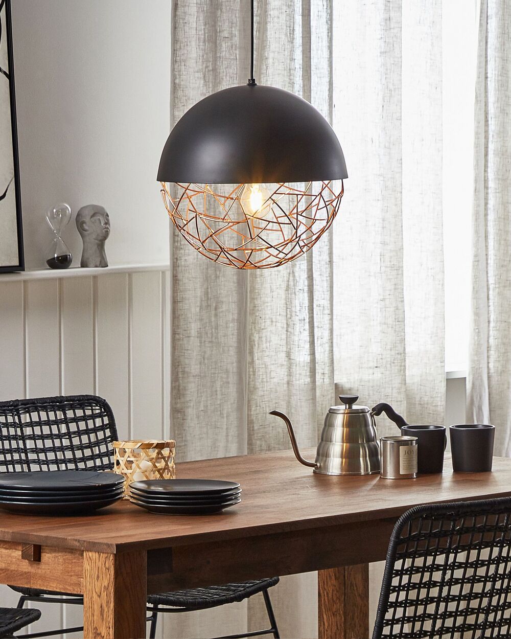 Pendant Lamp PADMA Metal Black Beliani