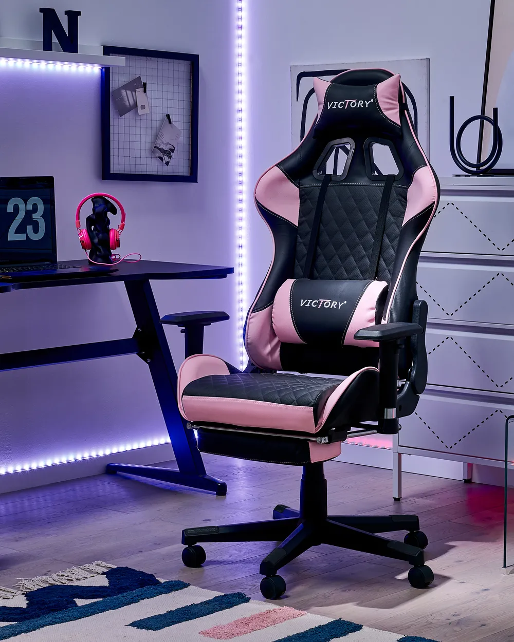 Gaming Chair VICTORY Faux Leather Pink