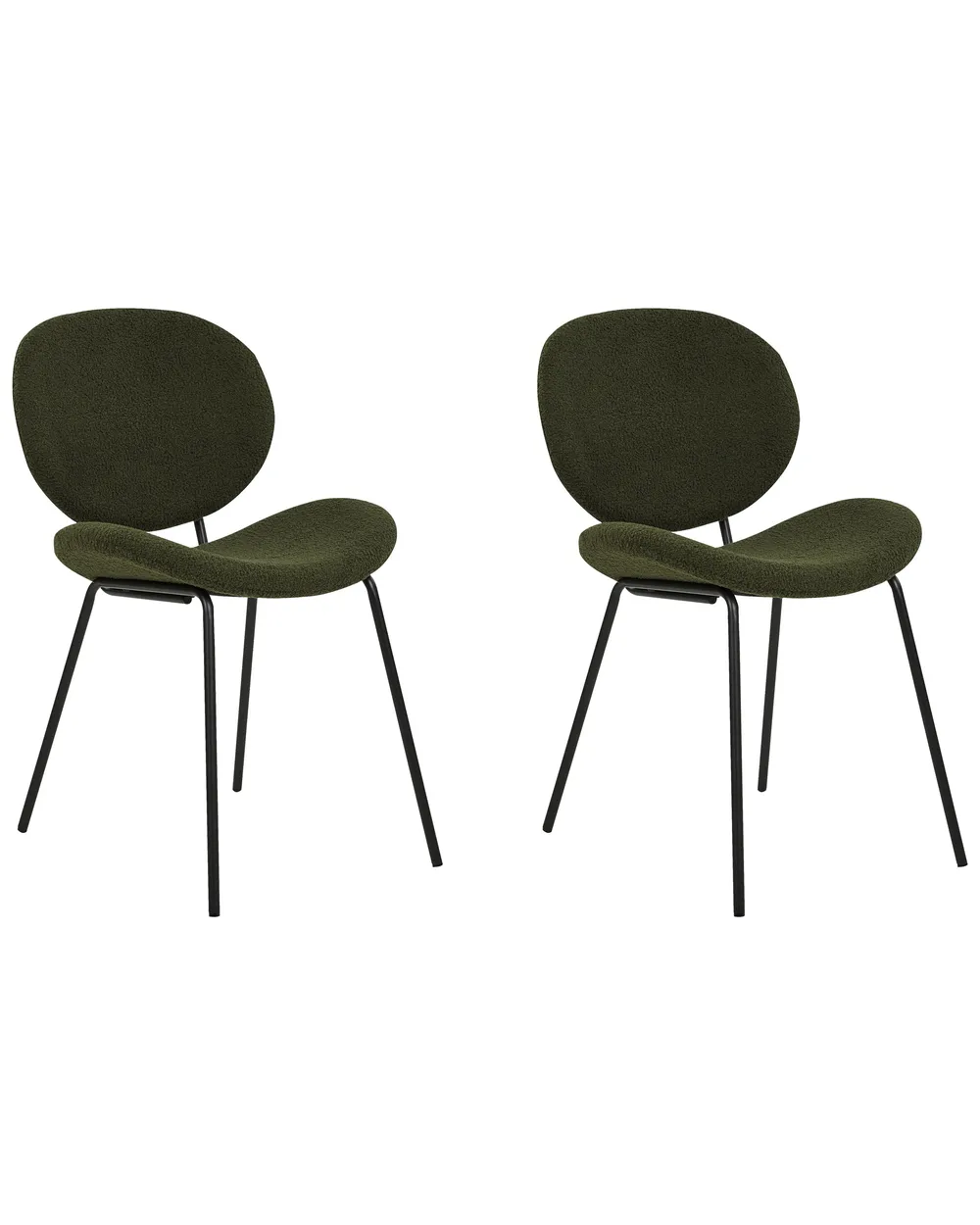 Set of 2 Dining Chairs LUANA Boucle Dark Green_886488