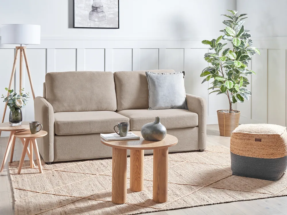 Divano letto posti BENNAS Tessuto Tortora