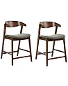 Set of 2 Bar Chairs LILLY Dark Green/ Brown