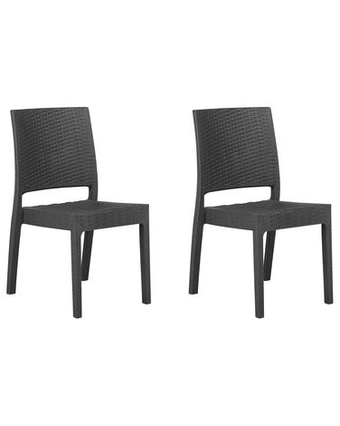 Set of 2 Garden Dining Chairs Grey FOSSANO