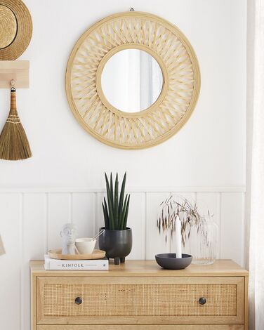 Round Bamboo Wall Mirror ø 60 cm Natural BACATA