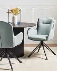 Set of 2 Dining Chairs Swivel AVELAR Fabric Light Blue_945002