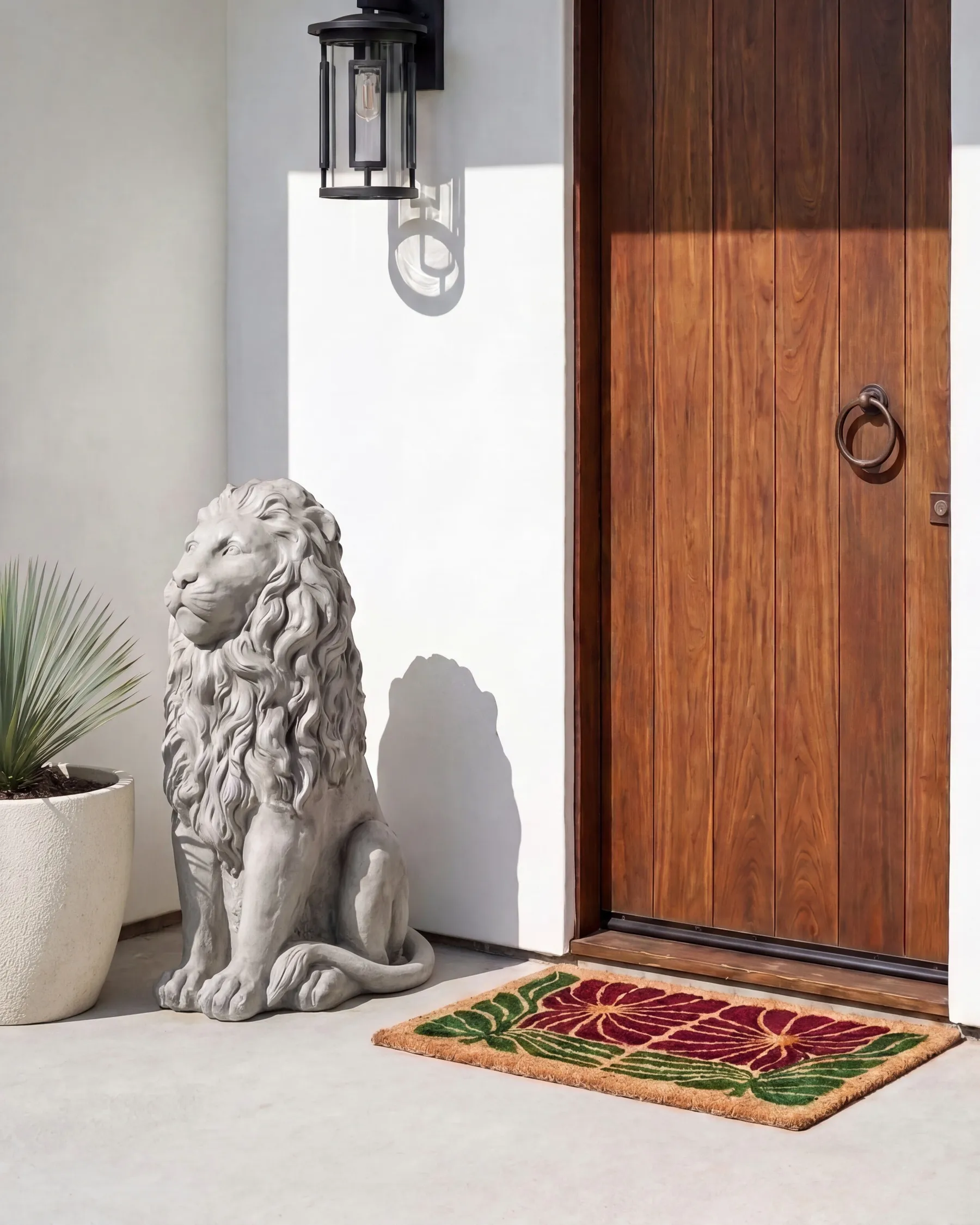 Garden Statue LEONE Lion Light Grey_1150339