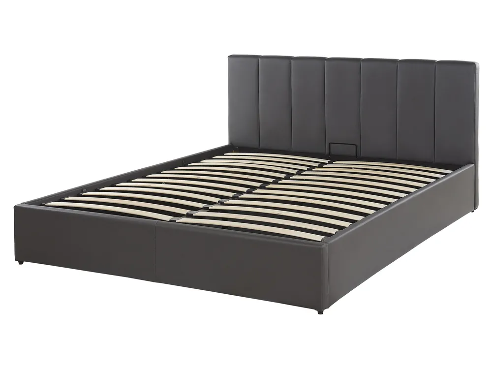 Bett mit Stauraum DREUX Kunstleder Dunkelgrau 160 x 200 cm_793193