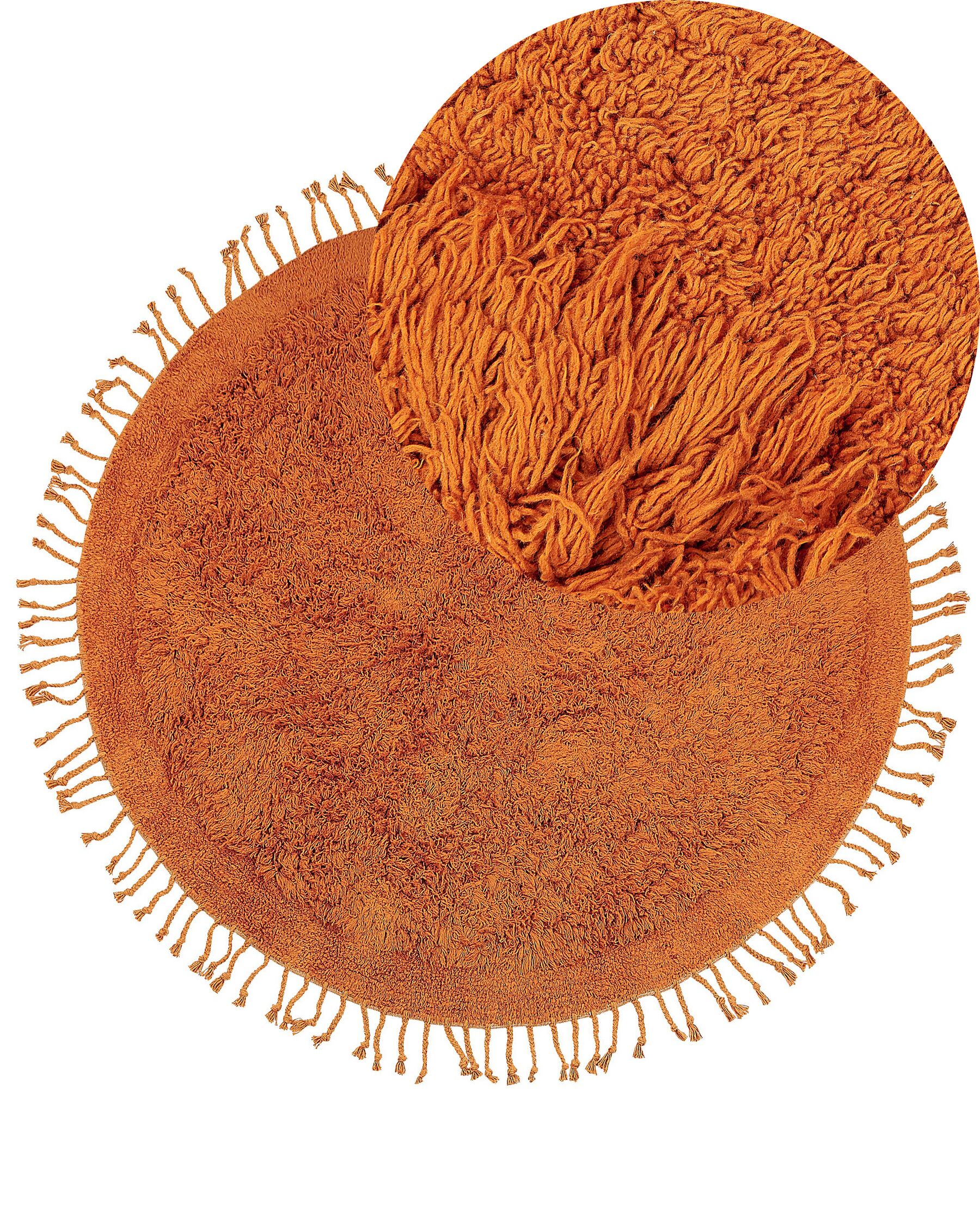 Round Cotton Shaggy Area Rug ⌀ 140 cm Orange BITLIS_837864