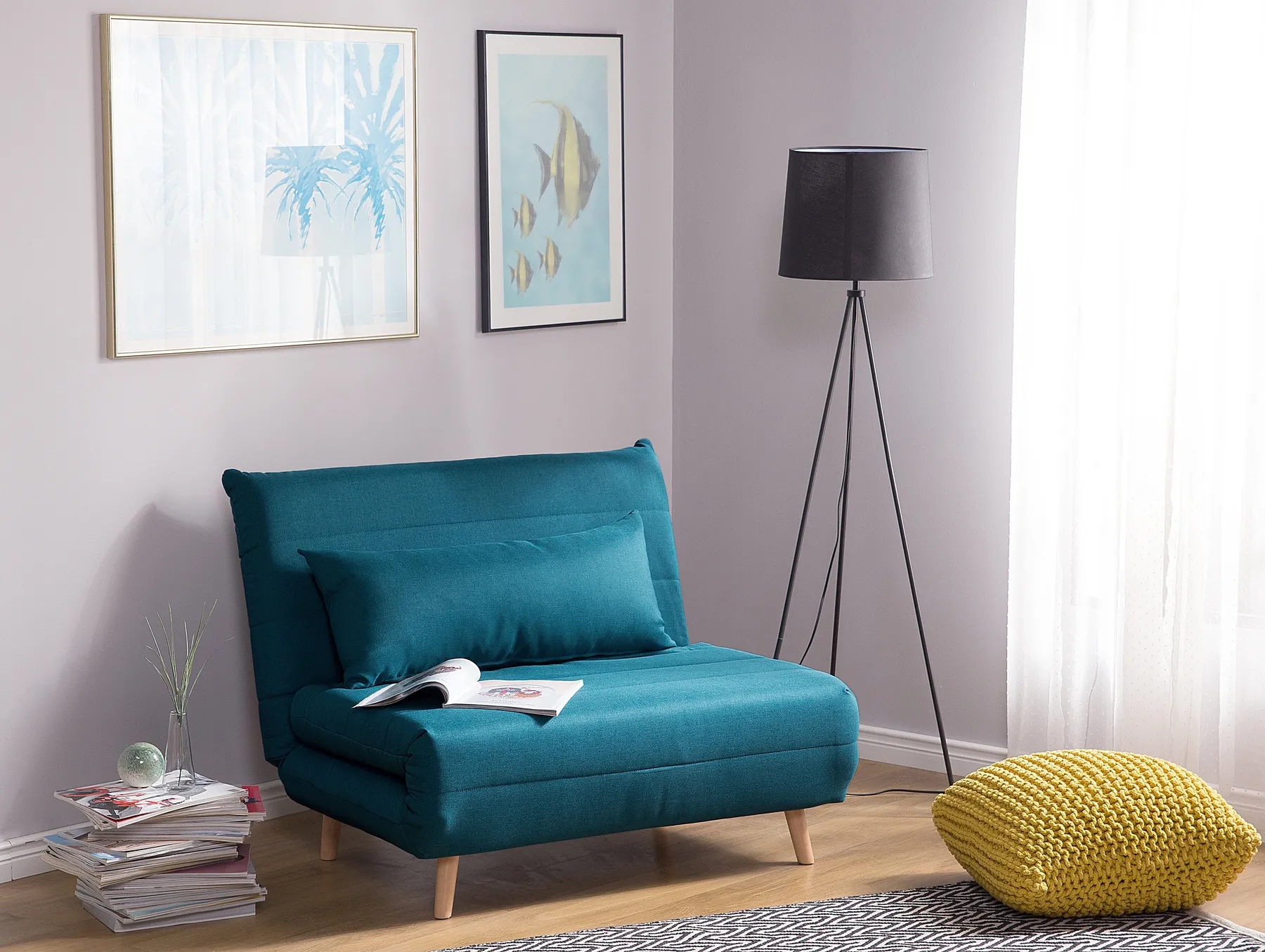 Single Sofa Bed SETTEN Fabric Sea Blue_708059