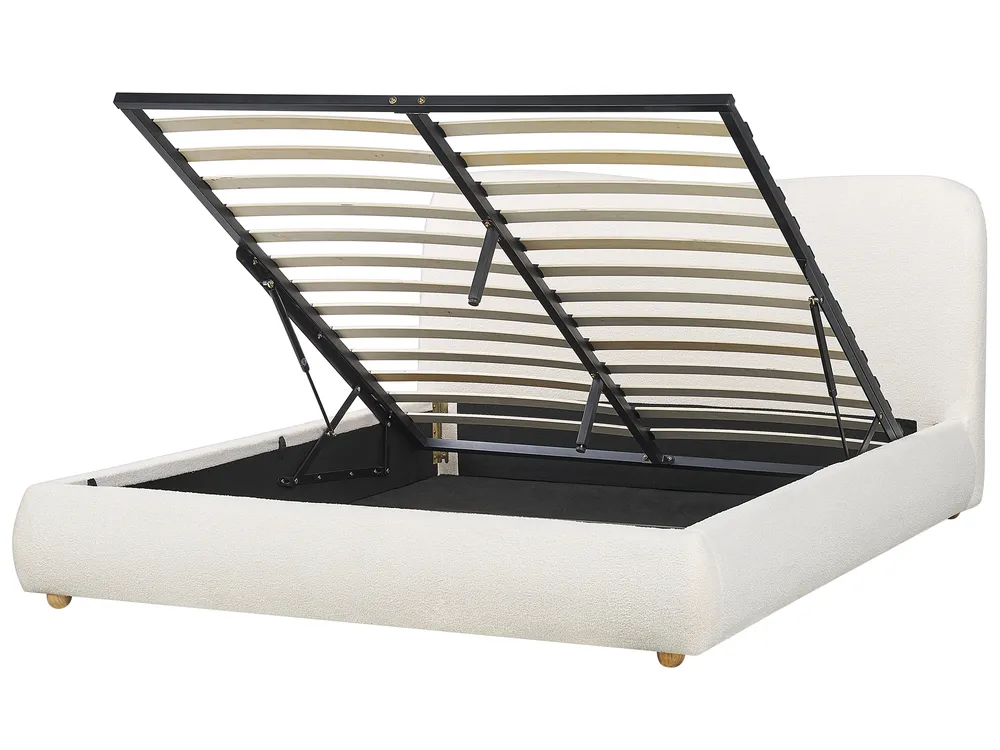 Panier à Linge Bouclette 60L - Blanc - Rangement Pliable Pour Couvertures, Jouets - Poignées Renforcées - Déco Chambre