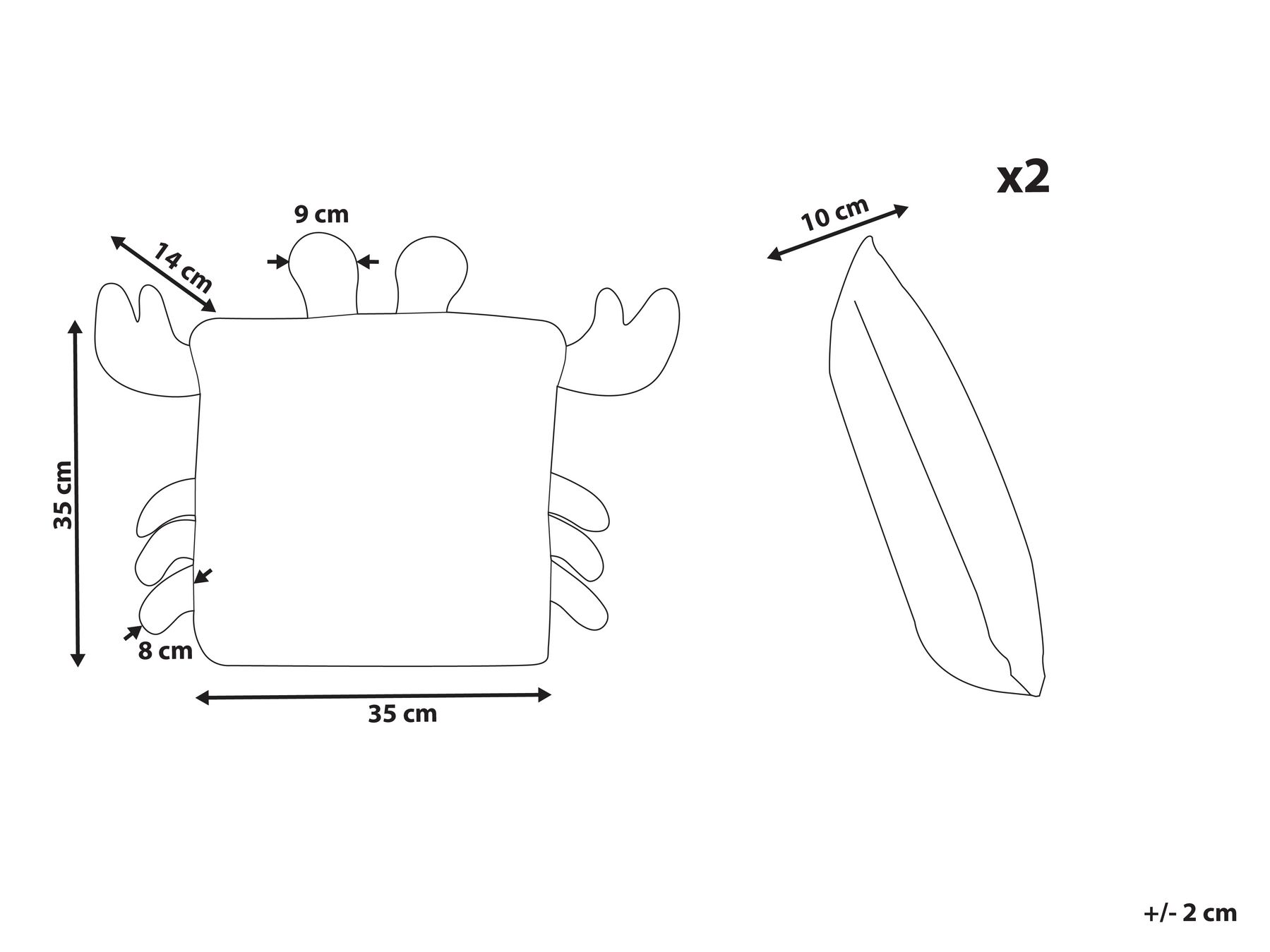 Set of 2 Cotton Kids Cushions Crab 35 x 35 cm Pink JARGALLI_941671