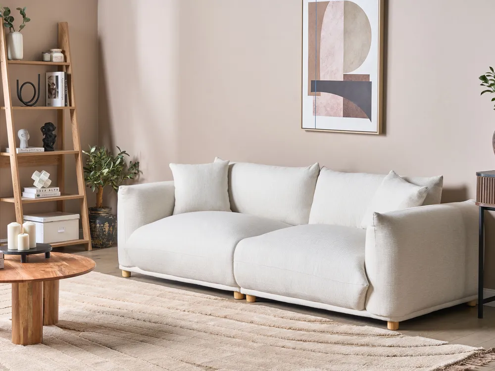 Sofa 3 Seater LUVOS Fabric Off-White_1005253