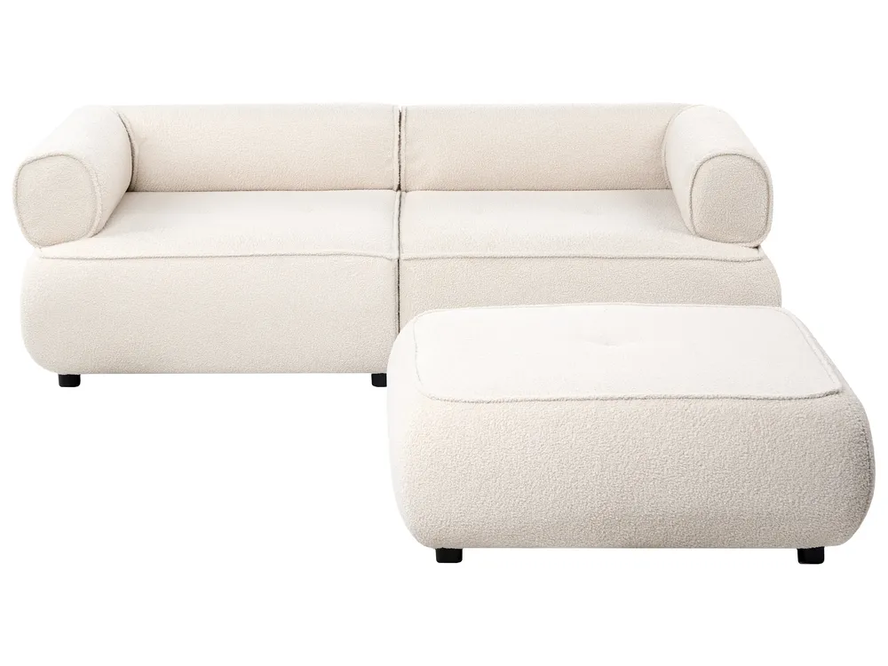 Sofa 3 Seater SALLA with Ottoman Boucle Off-White_1058225
