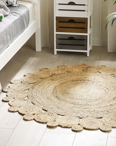 Round Jute Area Rug ø 120 cm Beige GOLGEN