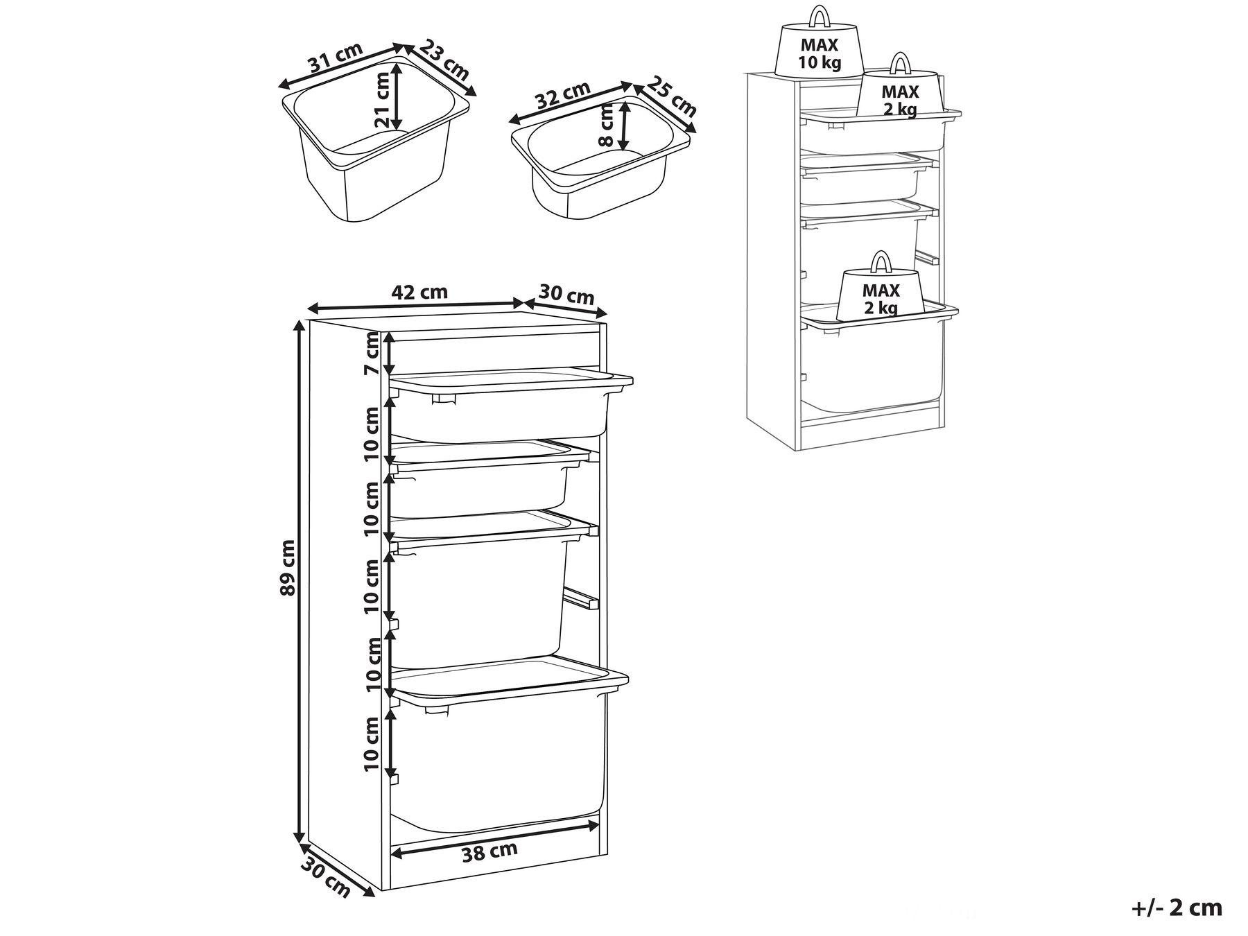 Shelf with 4 Boxes White TOBIN_947371 Shelf with 4 Boxes White TOBIN_947371