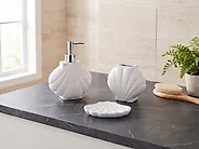 3-Piece Bathroom Accessories Set SHELL Ceramic White_1172428
