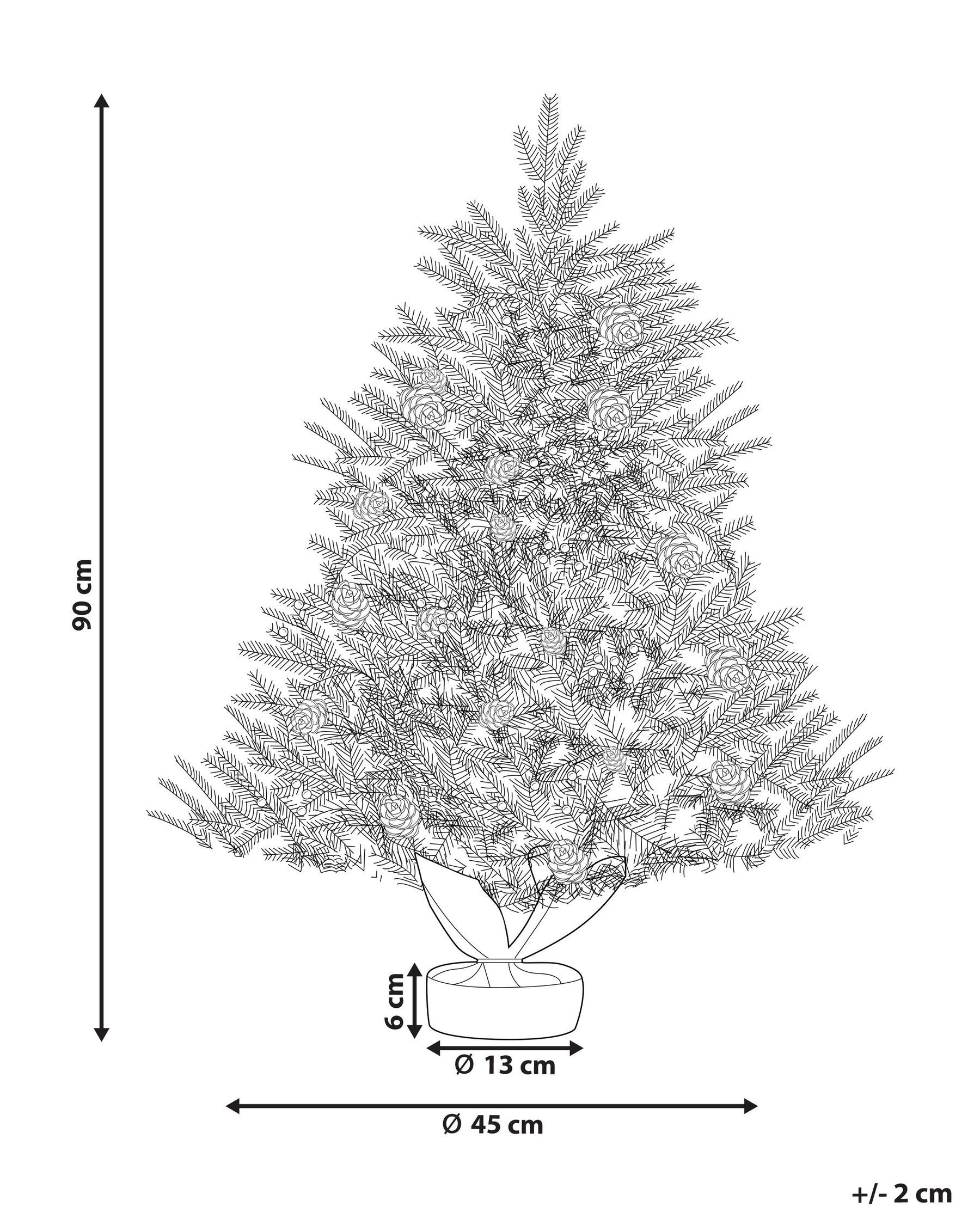 Frosted Christmas Tree Pre-Lit in Jute Bag 90 cm Green MALIGNE_832053