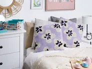 Set of 2 Decorative Cushions SOAPWORT Cotton 45 x 45 cm Purple_1079568