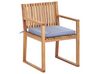 Zestaw ogrodowy z certyfikowanego drewna stół i 8 krzeseł z poduszkami niebieskimi SASSARI II_924012