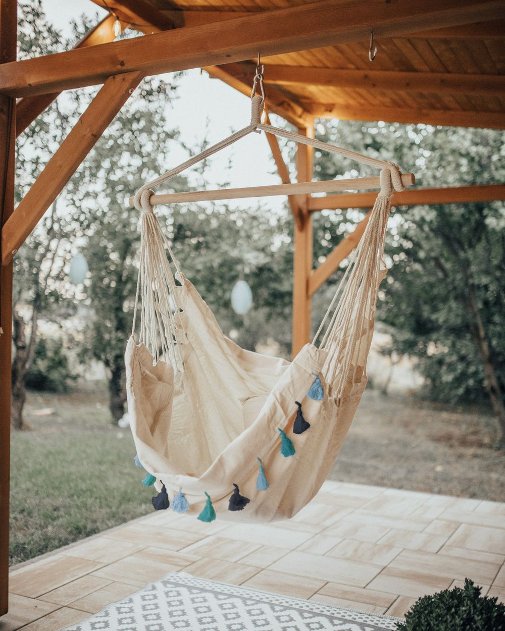 Outdoor Swing Hammock Chair Pergola Hammock Rope Hanging A Hammock
