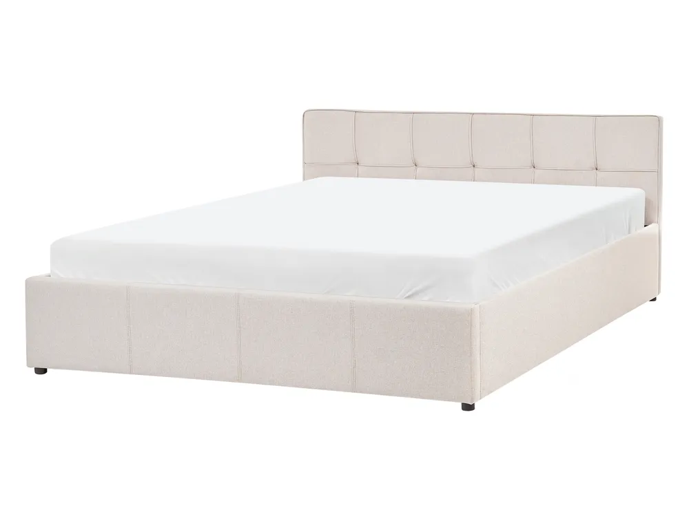 Cama con almacenaje LAURESSES Tela Beige claro 140 x 200 cm_1153486
