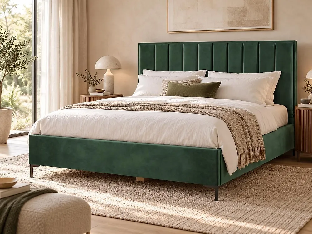 Ottoman Bed SEZANNE Velvet Dark Green 180 x 200 cm (EU Super King)_1184945