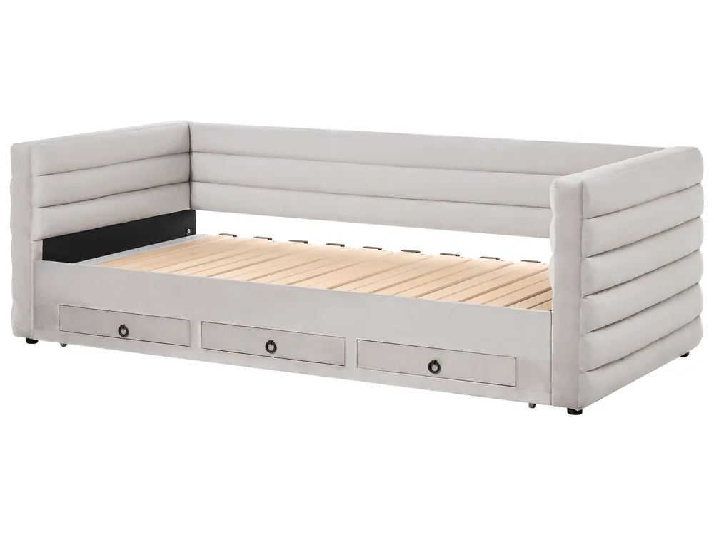 Daybed with Storage Velvet MEUDON 90 x 200 cm (EU Single) Grey_1022097
