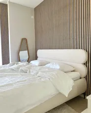 Lit avec sommier Bouclé LESSAY 180 x 200 cm Blanc cassé_1034184