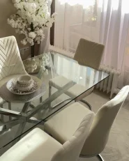 Set of 2 Dining Chairs ALTOONA Velvet Off-White_990383