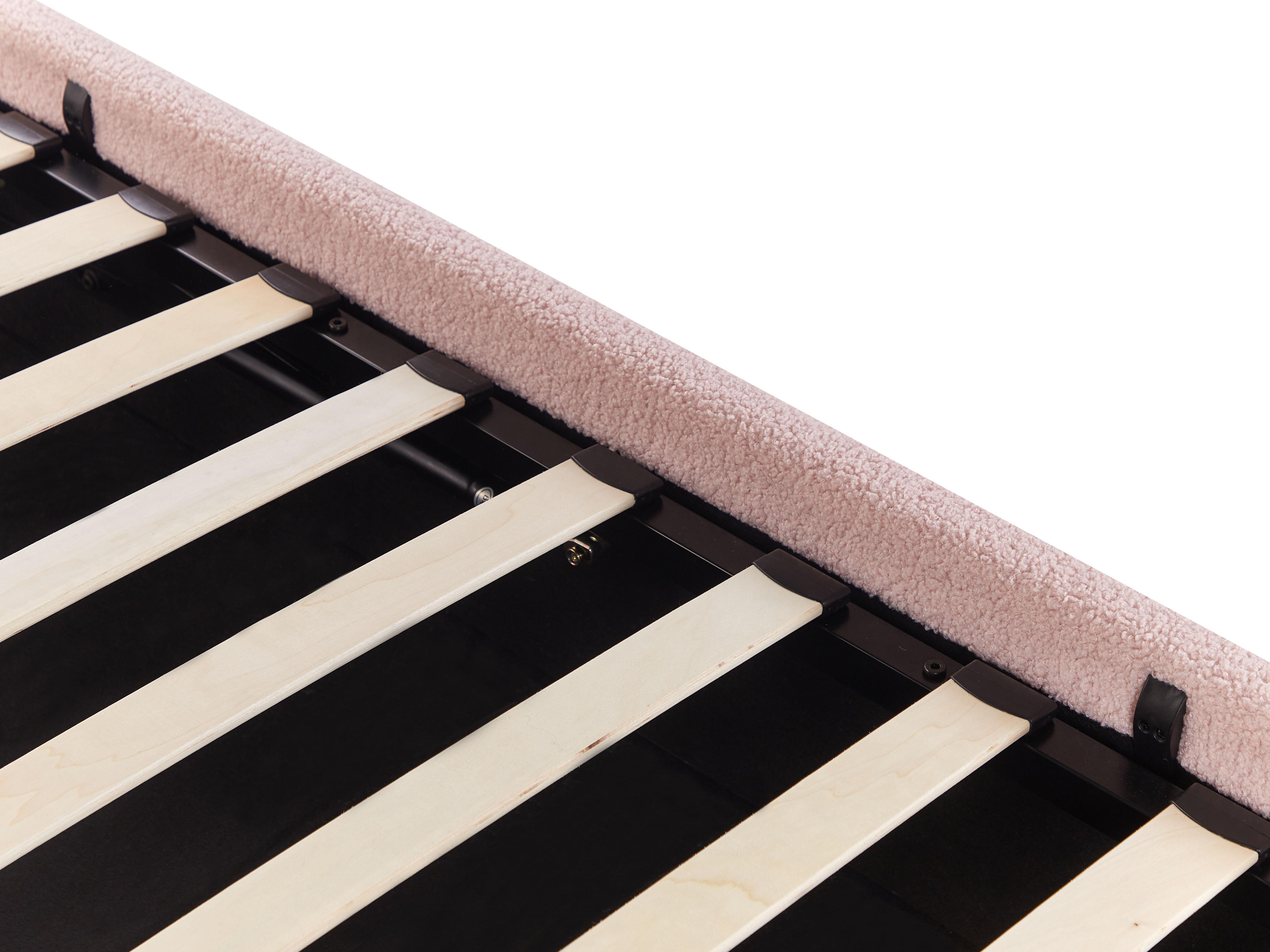 Ottoman Bed without Headboard DINAN Boucle Pastel Pink 90 x 200 cm (EU Single)_903664