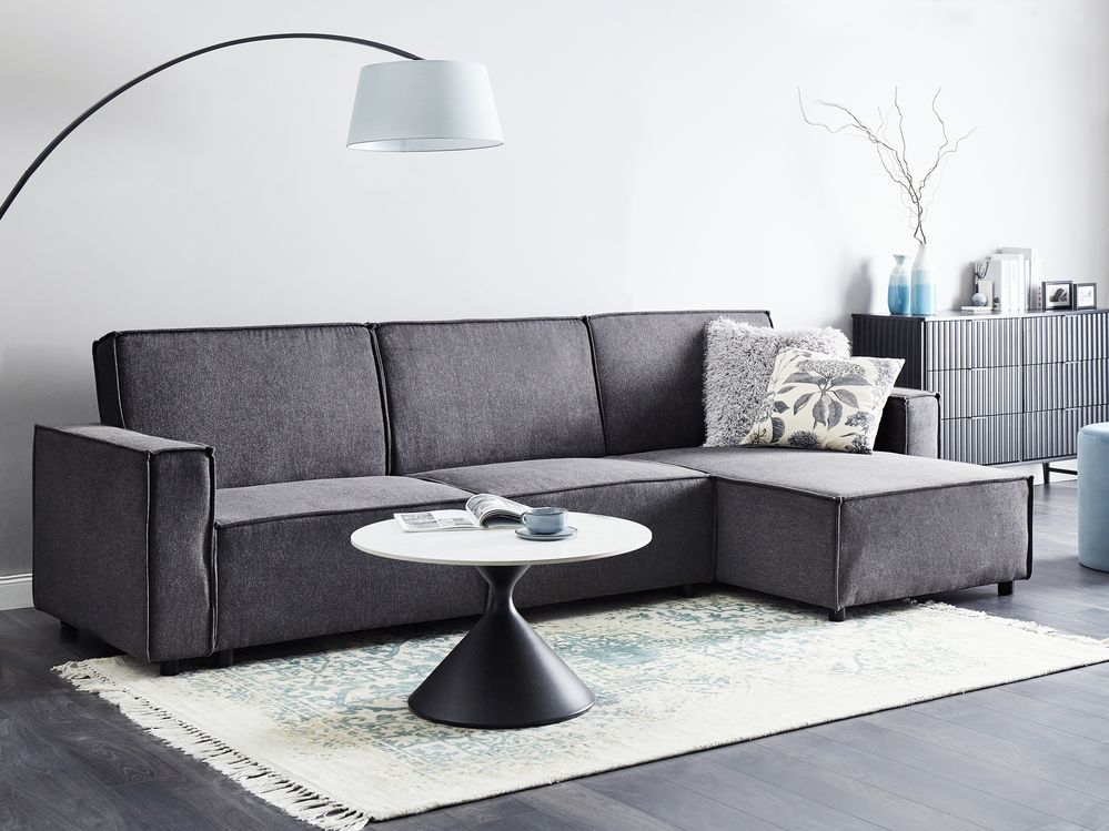 Hjørnesovesofa 3 personers ROMEDAL II Grafit Venstrevendt