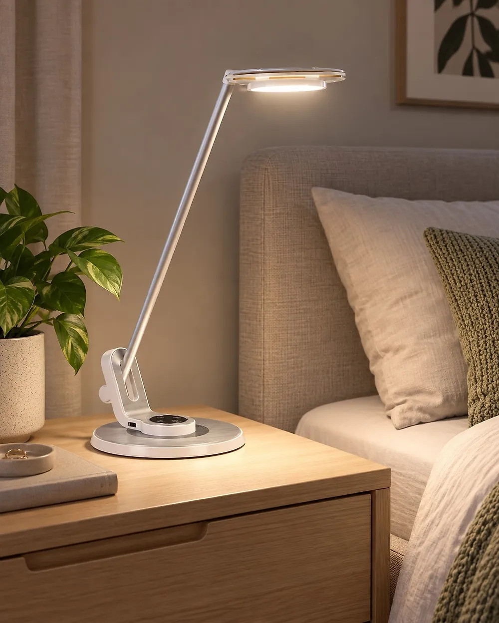 LED Schreibtischlampe CORVUS mit Dimmer Metall Weiss / Silber_1182631