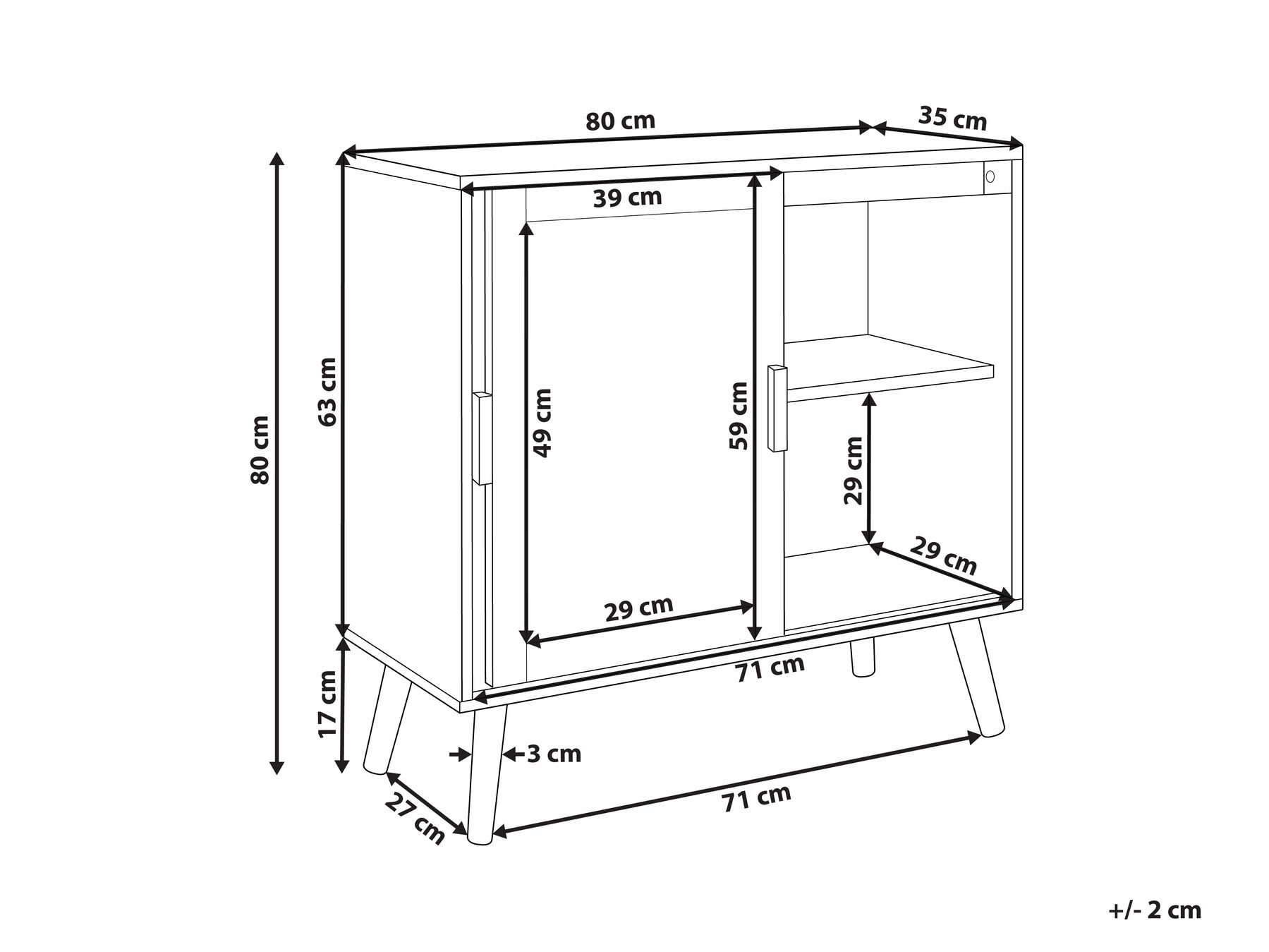 Rattan 2 Door Sideboard Light Wood HODGEN_872282