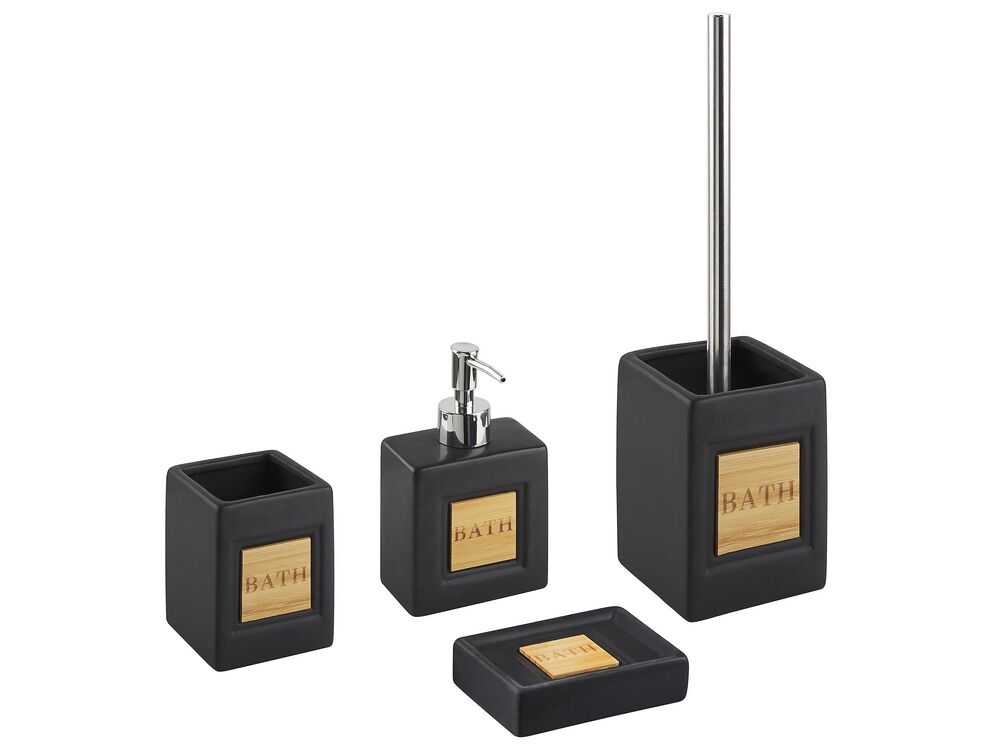 4-Piece Bathroom Accessories Set KOUROU Ceramic Black