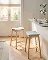 Set of 2 Bar Stools DIXON Wood Light Brown/ Mint