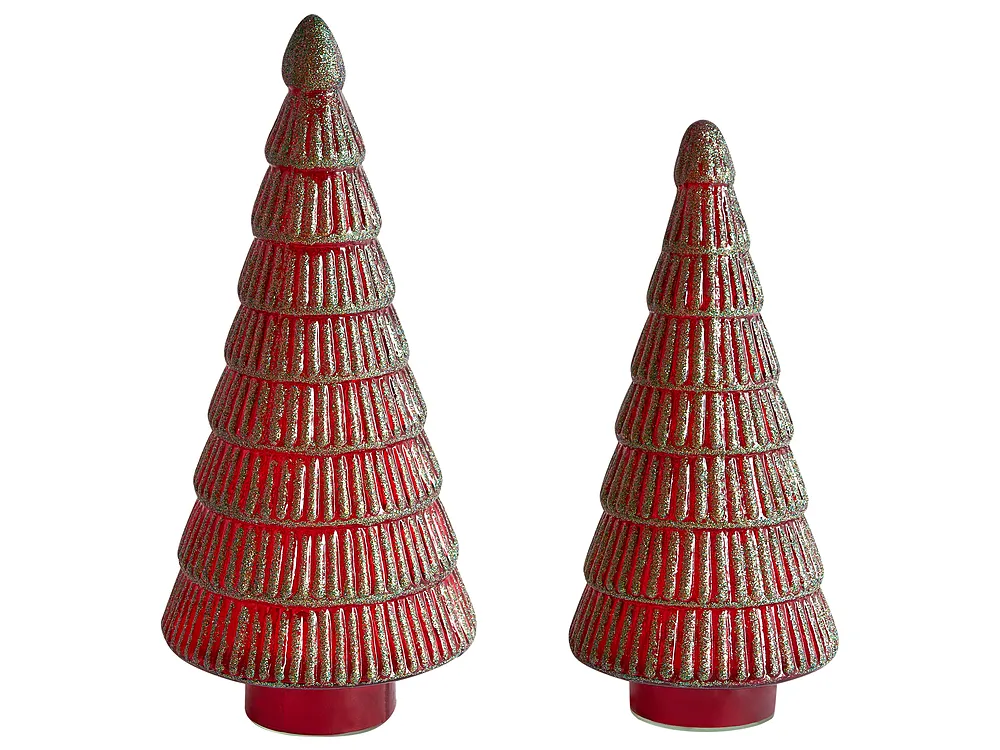 Conjunto de 2 figuras PURUVESI 31/36 cm Árbol de Navidad Rojo/Verde