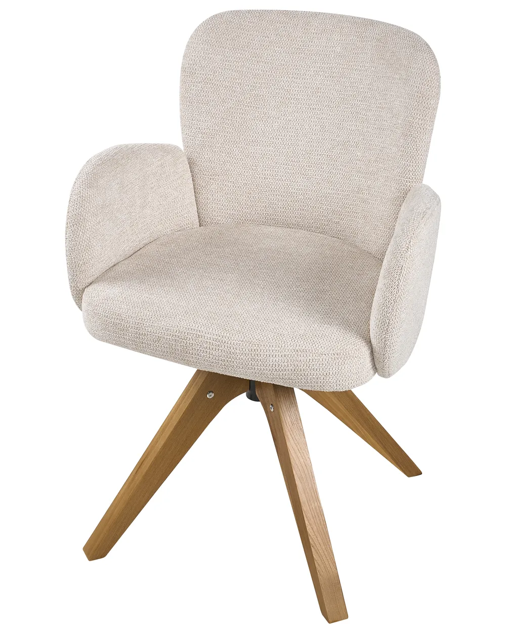 Set of 2 Dining Chairs Swivel JEAN Fabric Light Beige_1037990