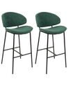 Sada 2 čalouněných barových židlí zelená KIANA_908114
