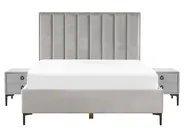 Schlafzimmer Set SEZANNE Samtstoff Hellgrau 160 x 200 cm_796654