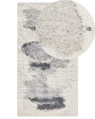 Teppich weiß / grau 80 x 150 cm abstraktes Muster Shaggy MASIS