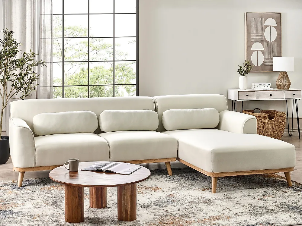 Corner Sofa SIMOS Fabric Off-White Left Hand_1183425