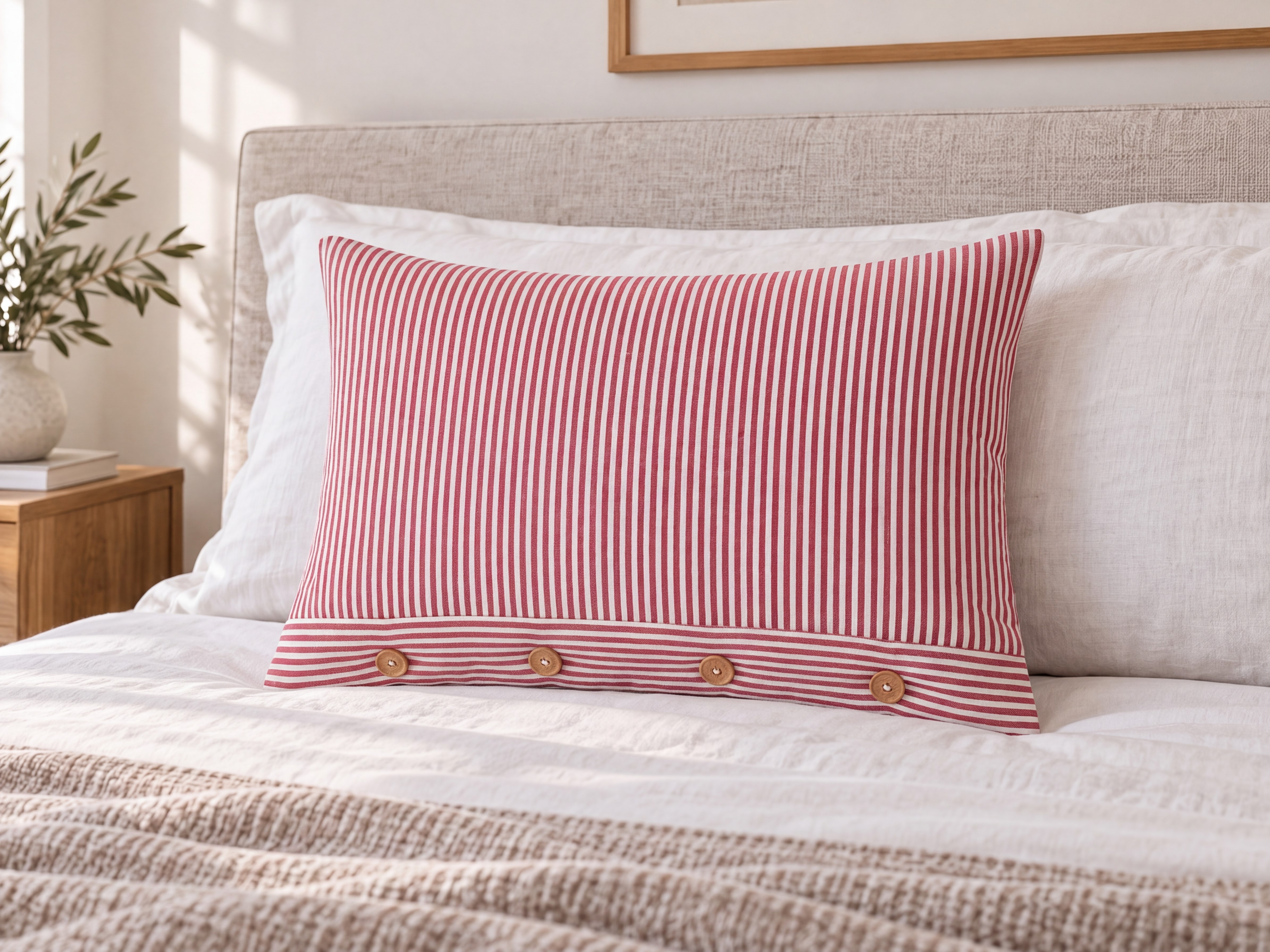 Dekokissen AALITA 40 x 60 cm Baumwolle Rot Streifenmuster