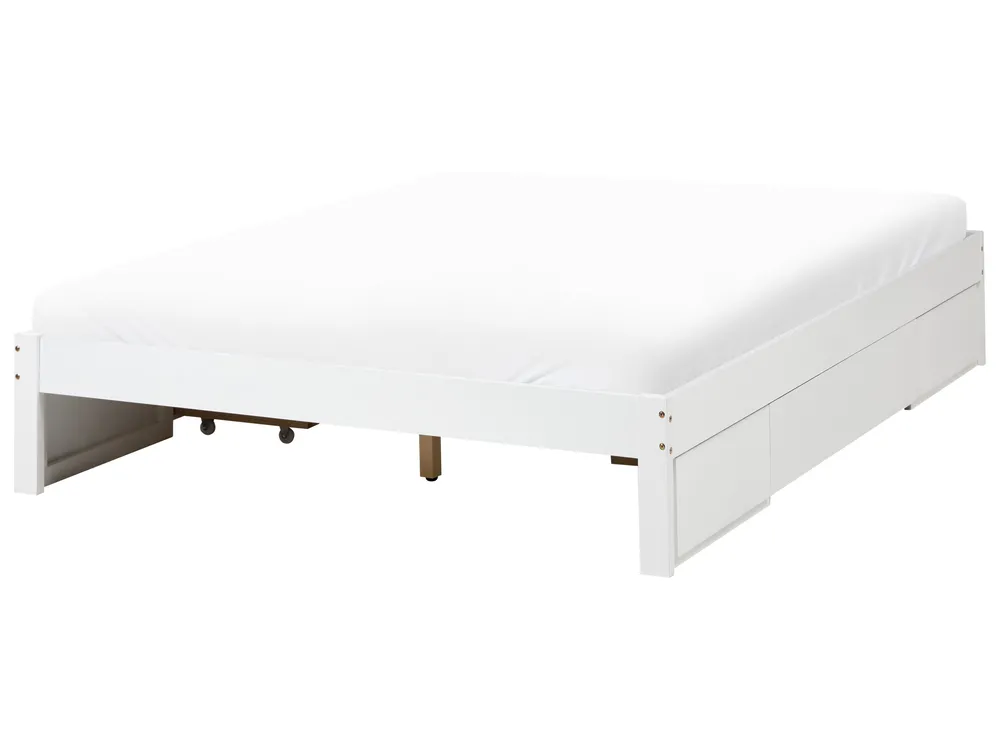 Łóżko z szufladami bez zagłówka GIAT Drewno Biały 160 x 200 cm_1023315