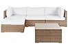 Garden Corner Sofa with Table 4 Seater SANO Modular PE Rattan Natural Right Hand